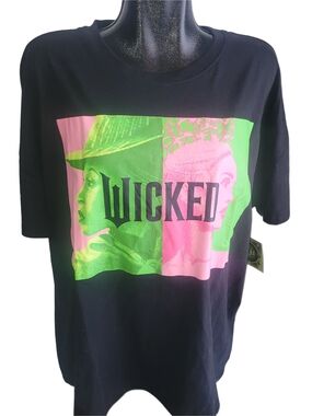 Wicked Graphic Tee in Black with Neon Pink & Green NWT Size 1X